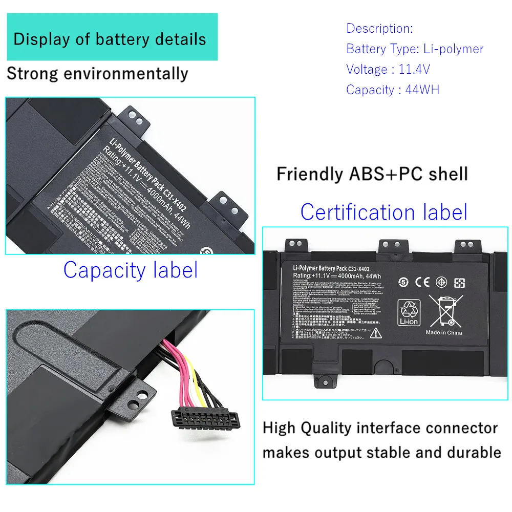 Фото Аккумулятор для ноутбука C31-X402 для серии Asus VivoBook S300 S300C S400C S400 S300C AS400E S300E S400CA №2