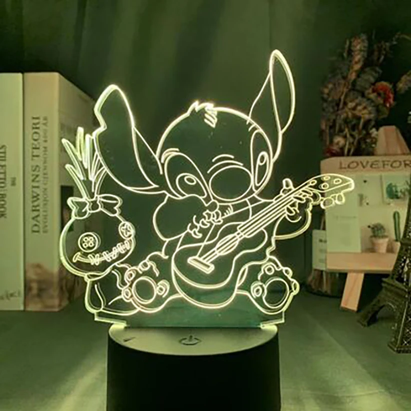 

Модель светодиодной ночной подсветки 3D Disney Лило и Ститч, игрушки, фигурки супер сайян, декор для детской кровати, подарок на день рождения и ...