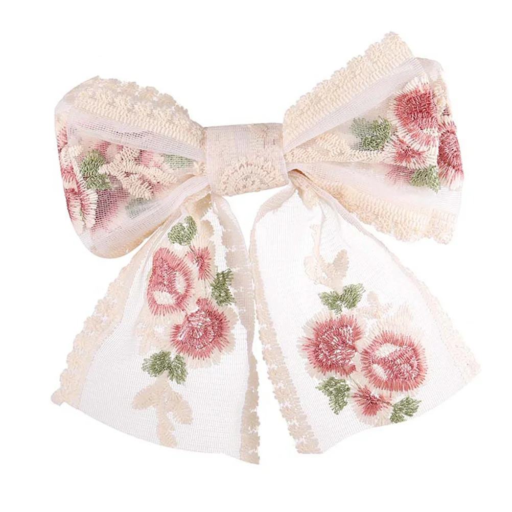 

Kids Hairpin Embroidery Bow Hair Clip Bowknot Barrettes Hair Accessory