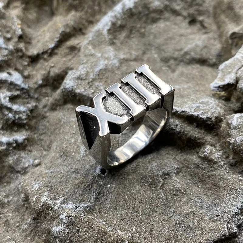 

Lucky Roman Number XIII 13 Vintage Men Ring Stainless Steel Gothic Gold Color Punk Jewelry Unisex Gift For Men Bikers Wholesale