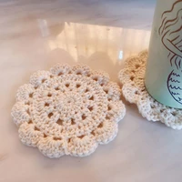 12cm cotton knitted vintage cup coaster craft coffee tea placemat table insulation mat cushion