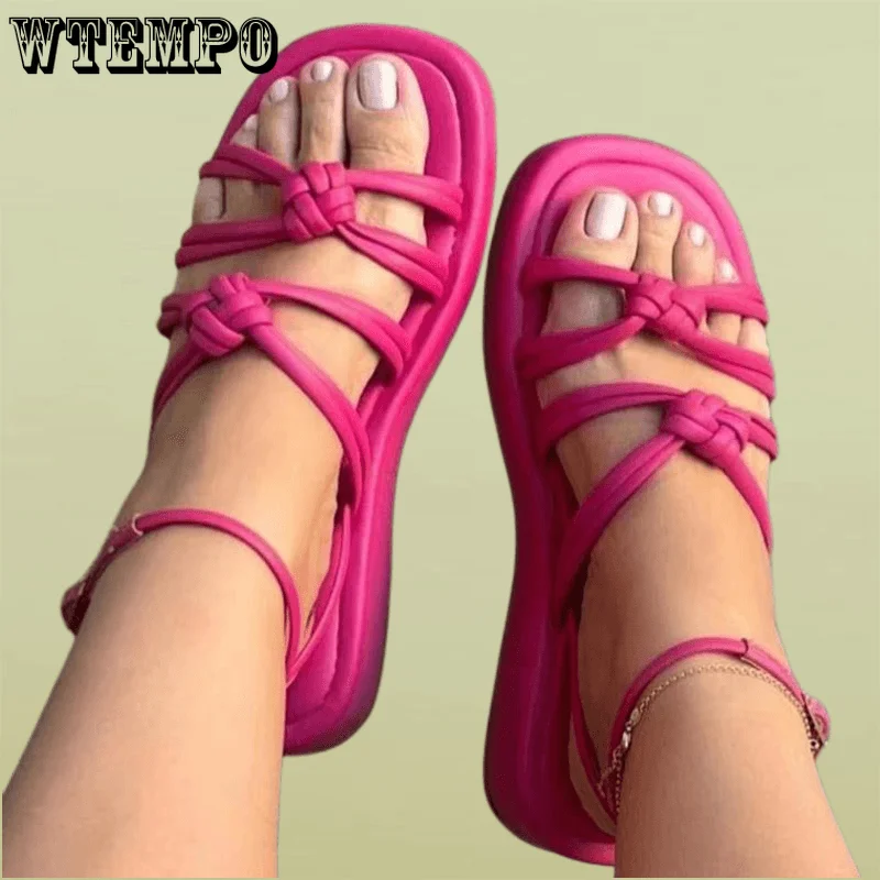 

WTEMPO Women Wedges Bohemian Sandals Summer Non Slip Beach Sandalias Mujer Low Heels Roman Shoes Wholesale Dropshipping