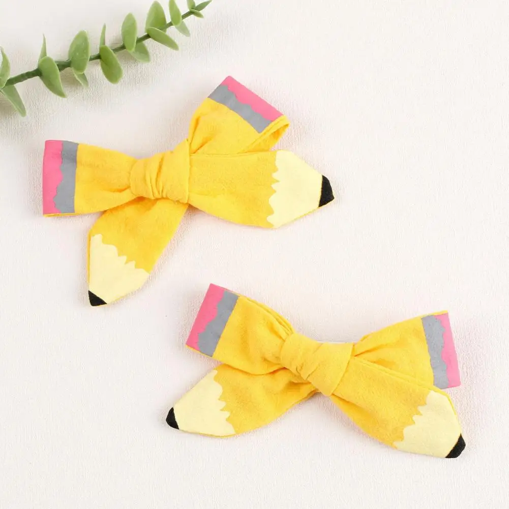 

Toddler Hair Bows Charming Hand-painted Pencil Hair Clips for Schoolgirls Toddlers Set of 8 Back-to-school Hair Pins Yellow