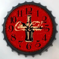 vintage beer lid wall clock diameter 35 cm tinplate plaques signs retro metal painting no 5 battery movement wall watch mural