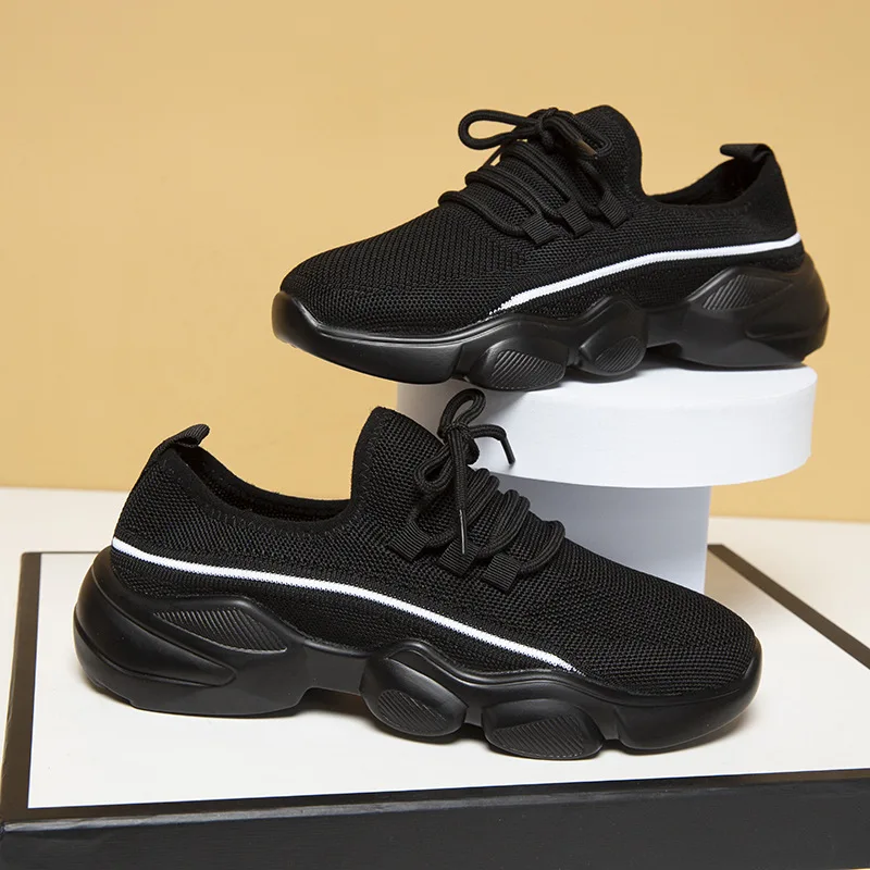 New Fashion Sneakers Women Stretch Fabric Breathable Tenis De Mujer Casual Lace-up Women's Vulcanize Shoes Platform Sneakers