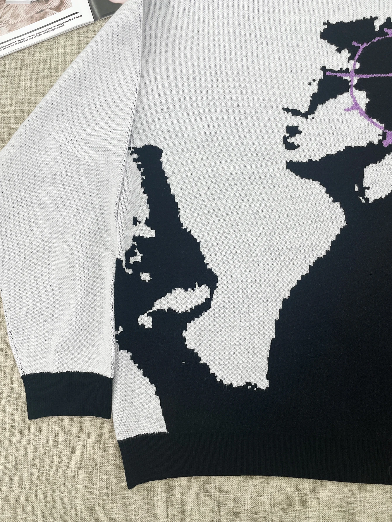 Женский вязаный свитер в стиле хип-хоп с длинным рукавом