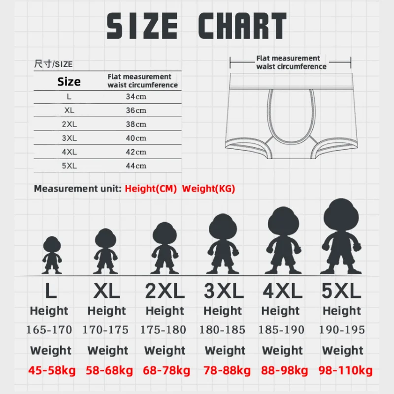 4/5PCS 5XL Men's Boxers Shorts Fashion Plus Size Panties Men's Underwear Anti-bacterial Crotch Comfort Breathable Elastic Boxers