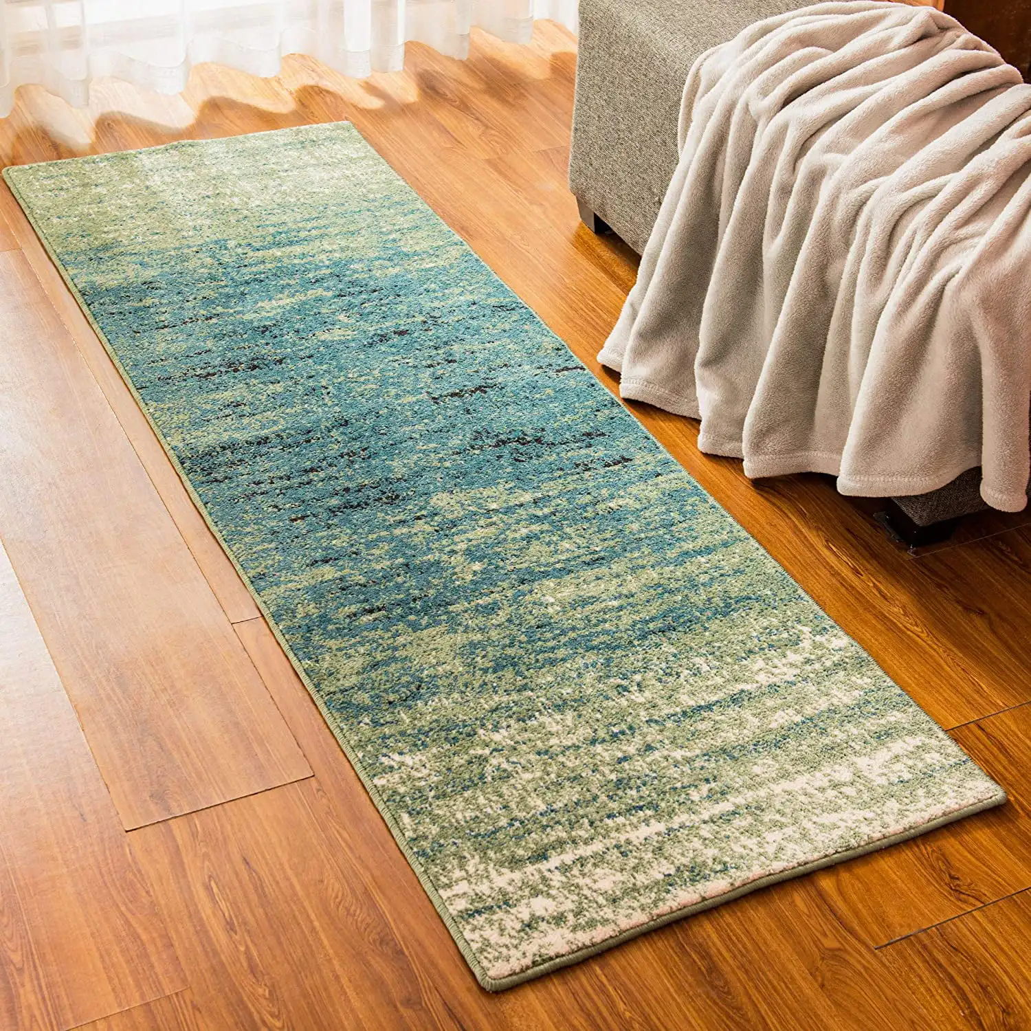 

Modern Area Rugs Soft Anti-Stain Durable Carpets (2`×6`,Blue White)"