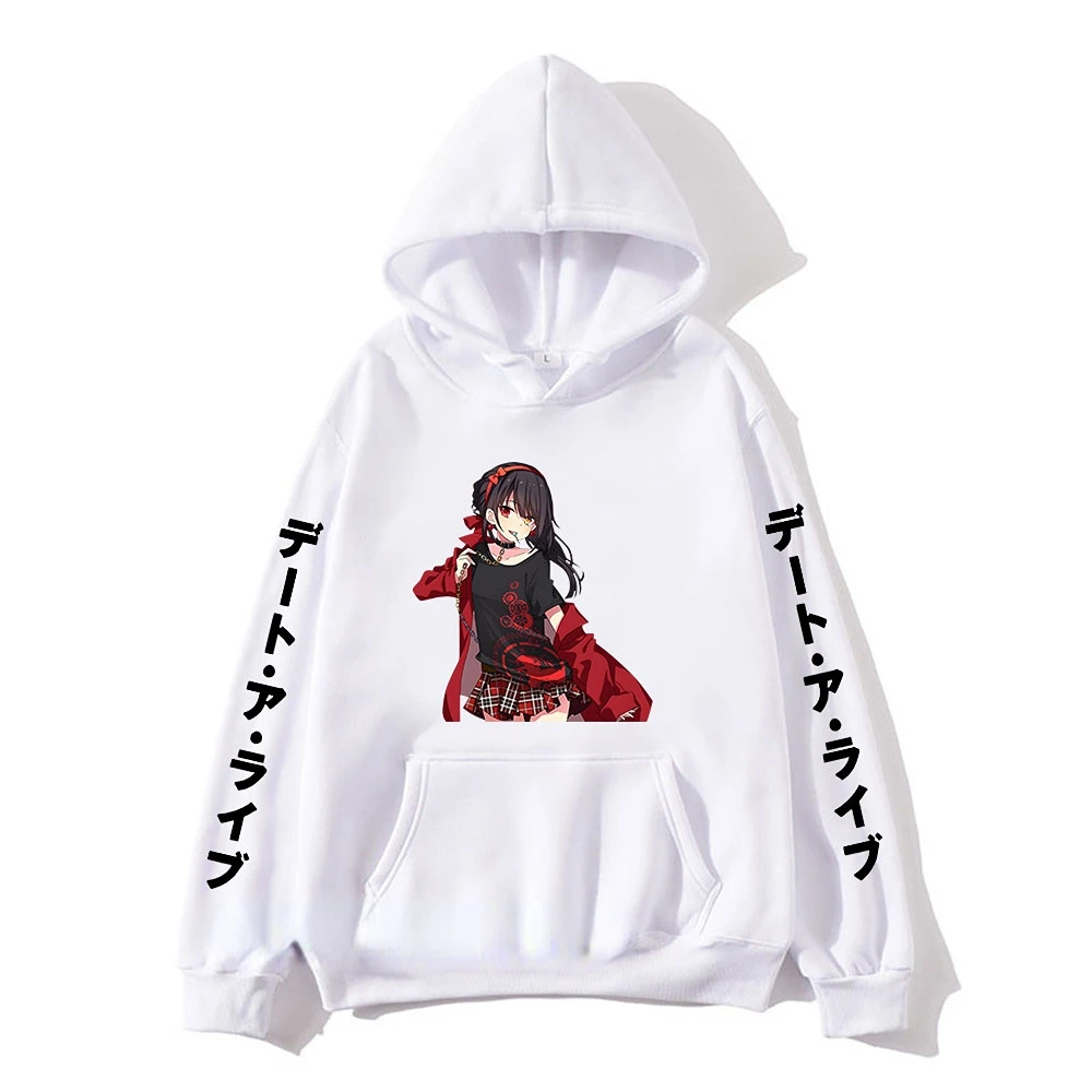 Date A Live Hoodies Gothic Japan Anime Print Sweatshirts Cartoon Manga Mens Clothes Long Sleeve Fashion Design