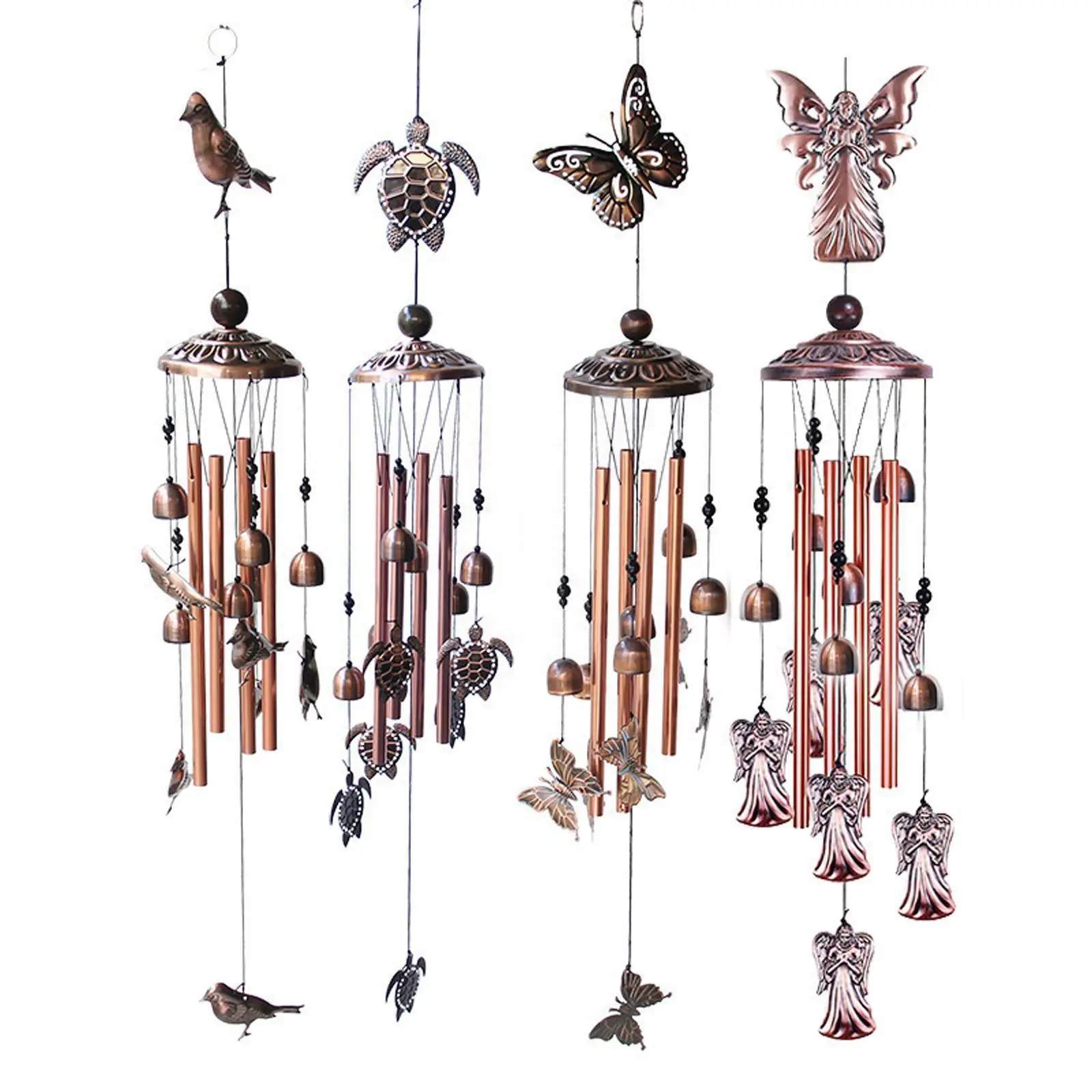 

Vintage Metal Wind Chime Bird Pastoral Retro Pendant Tube Style Wind Garden Pendant Outdoor Bell Hanging C E5r8