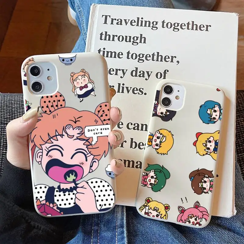 

BANDAI Sailor Moon Phone Case for iPhone 11 12 13 Mini Pro Xs Max 8 7 6 6S Plus X XR Solid Candy Color Case