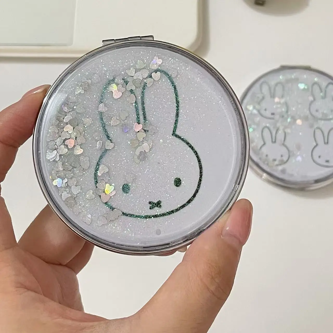 Портативное мини-зеркало Miffy Quicksand с двойным покрытием, складное, ручное, для макияжа, новинка (art.: 3920da8e44d50) - 3920da8e44d50