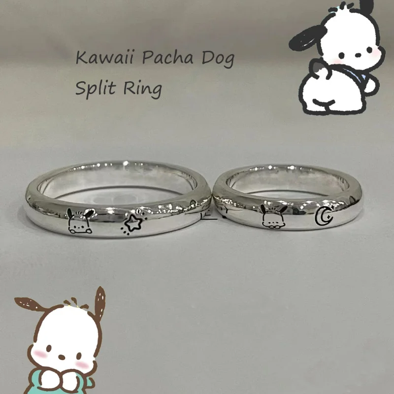 

Sanrio Kawaii Pochacco Ring Girl Cartoon Simple Trend Opening Adjustable Ring Niche Advanced Sense Ins Bestie Couple Rings