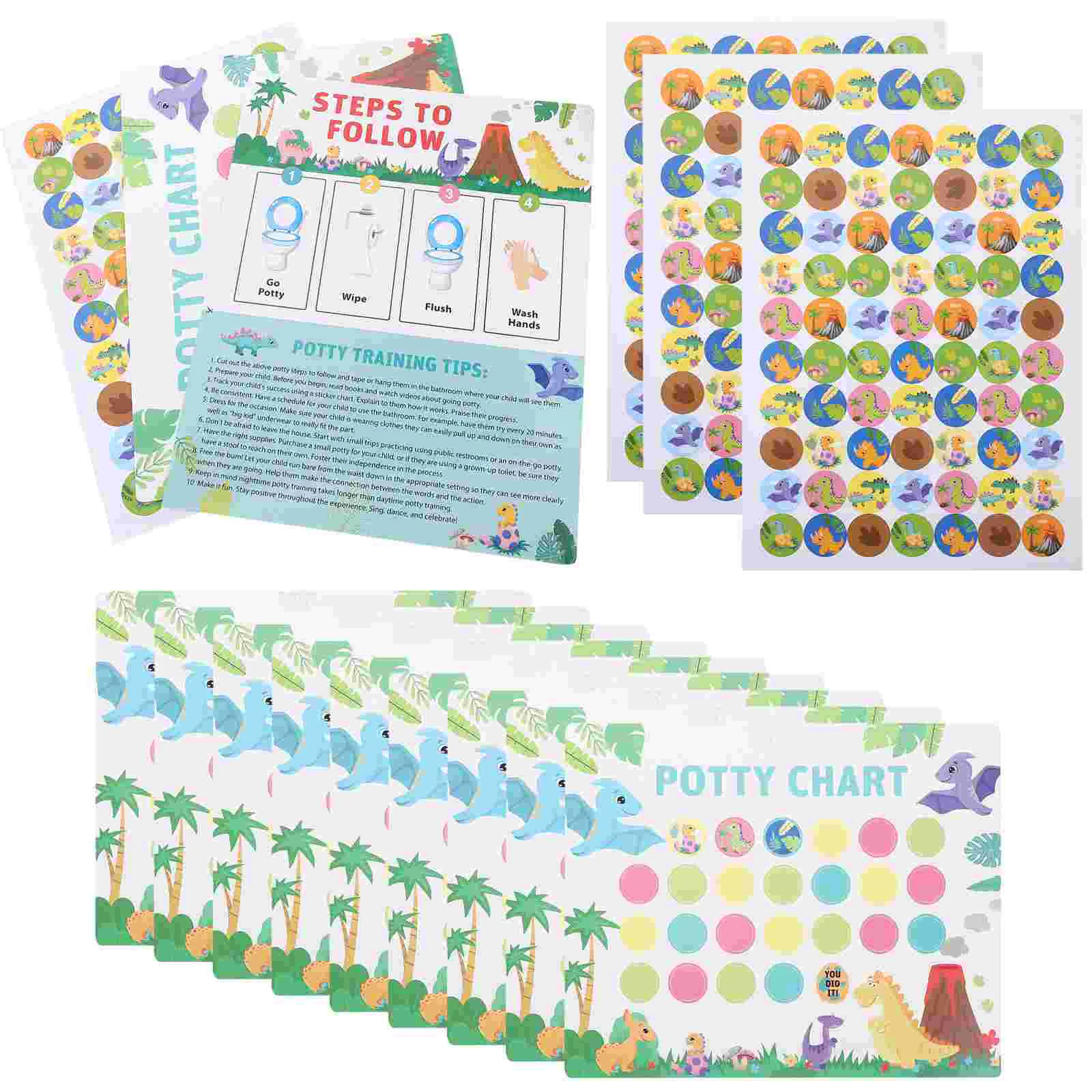 Наклейки для приучения к горшку детей таблица мальчиков с динозавром и таблицей