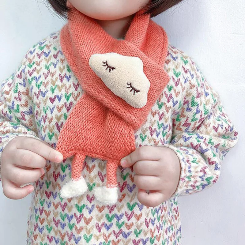 

Korean Cute Cartoon Clouds Children's Scarf Winter Baby Neck Guards Scarves Boys Girls Knit Wool Thick Warm Collar Shawl