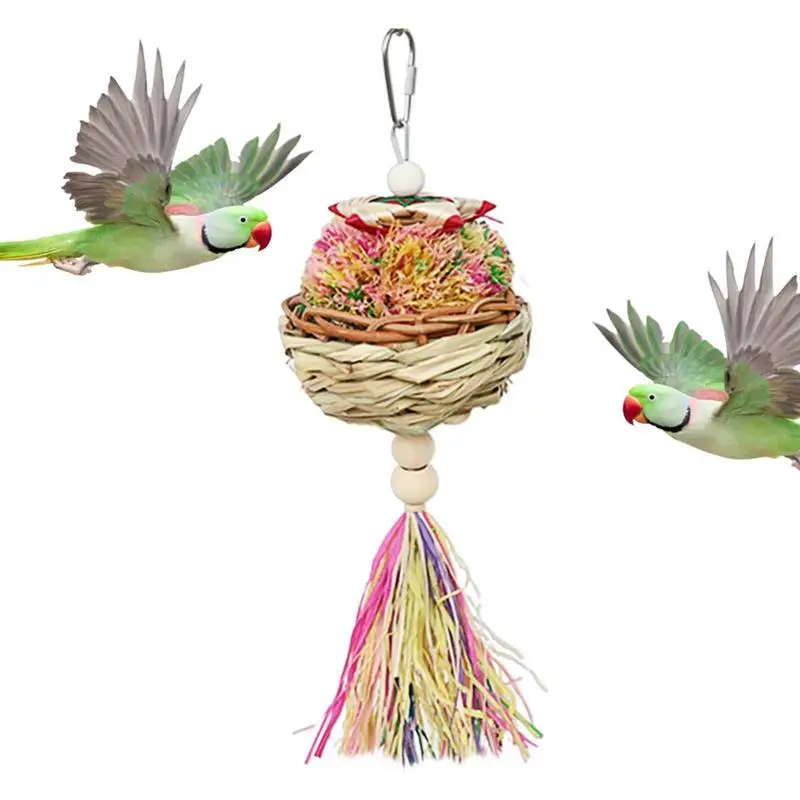 

Foraging Shredder Toy Love Birds Cage Toy Chewable Parrot Toys Natural Bowl Design Bird Foraging Chew Toys Cage Accessories