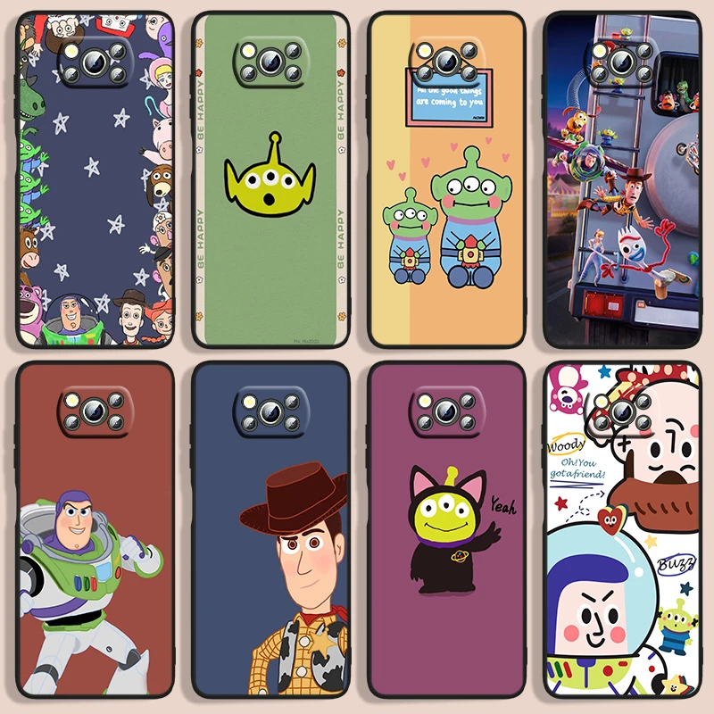 

Toy Story Animation Phone Case For Xiaomi Poco F1 X2 F2 X3 C3 M3 F3 X4 M4 F4 Pro 5G 4G NFC GT Black luxury Silicone Funda Cover