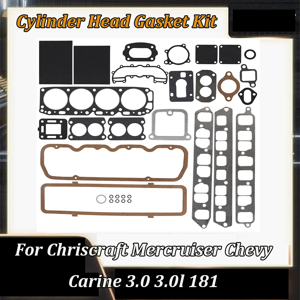 

Для GM ChrisCraft Chevy Mercruiser Mercury Marine 3.0L 181CID комплект прокладок головки