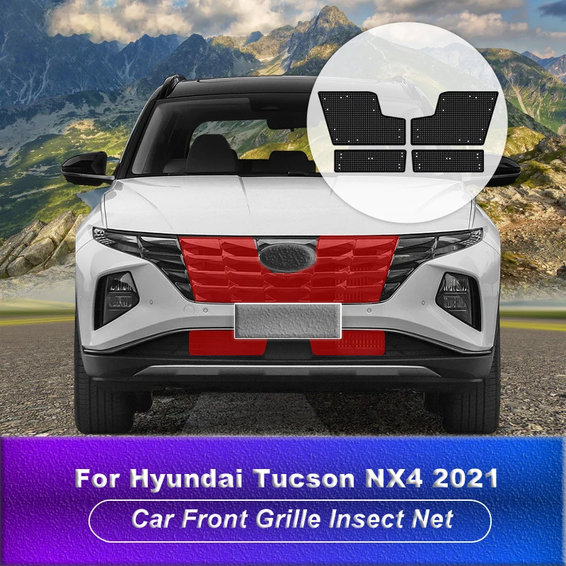 Car Front Grille Middle Net Insect-Proof Net Water Tank Condenser Anti-Mosquito Catkin Net Cover For Hyundai Tucson NX4 2021