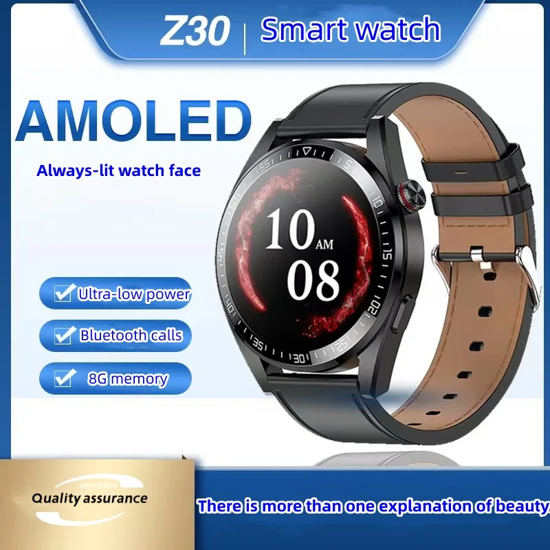 

New Z30 Bluetooth Music Call Watch AMOLED Screen Heart Rate Blood Pressure Blood Oxygen Monitoring Recording Smart Watch