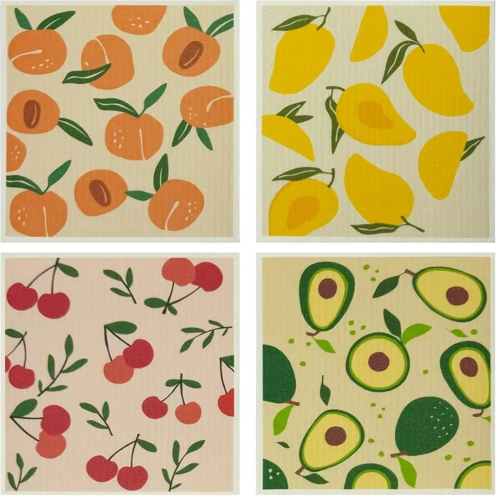 

Цветные микрофибровые кухонные губки 4 шт