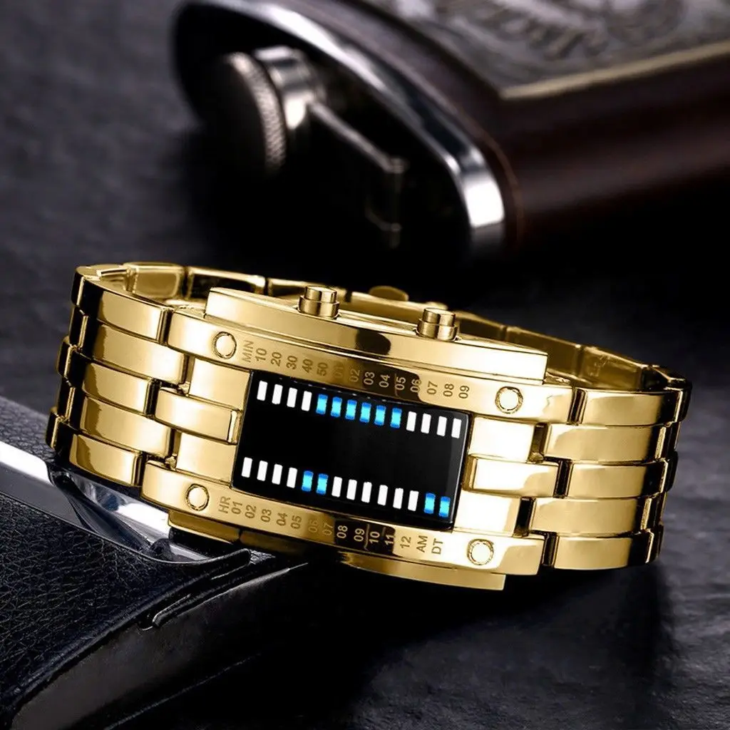 Waterproof watch male student black technology creative digital luminous electronic watch female stainless steel watch
