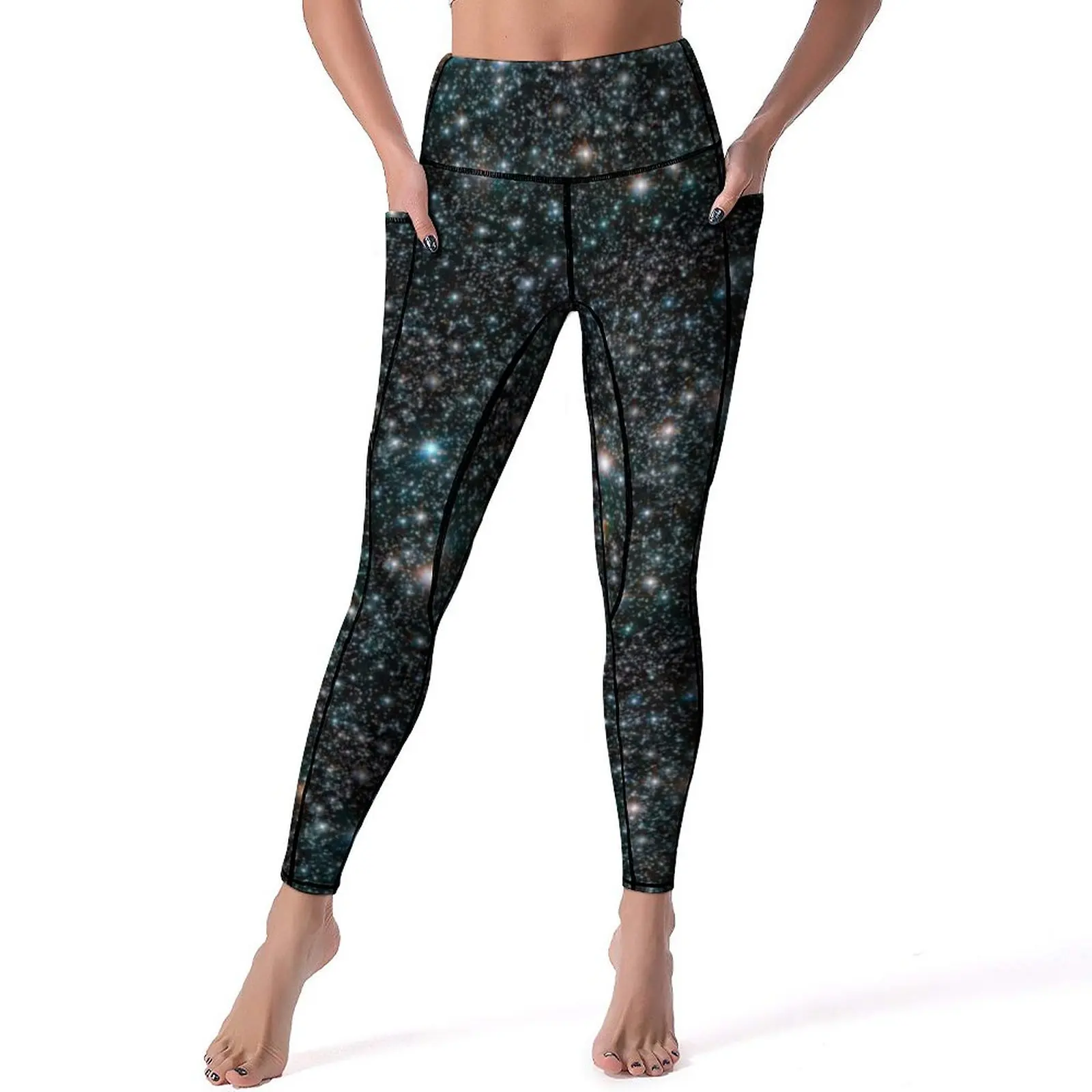 

Galaxy Stars Leggings Pockets Stars Cosmic Outer Space Universe Black Yoga Pants Push Up Workout Yoga Legging Sweet Sport Pants