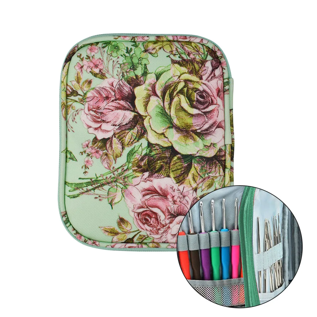 

Crochet Hook Case Peony Animal Various Crochet Needles Knitting Accessories Zipper Storage Organizer Weaving Tools Bag