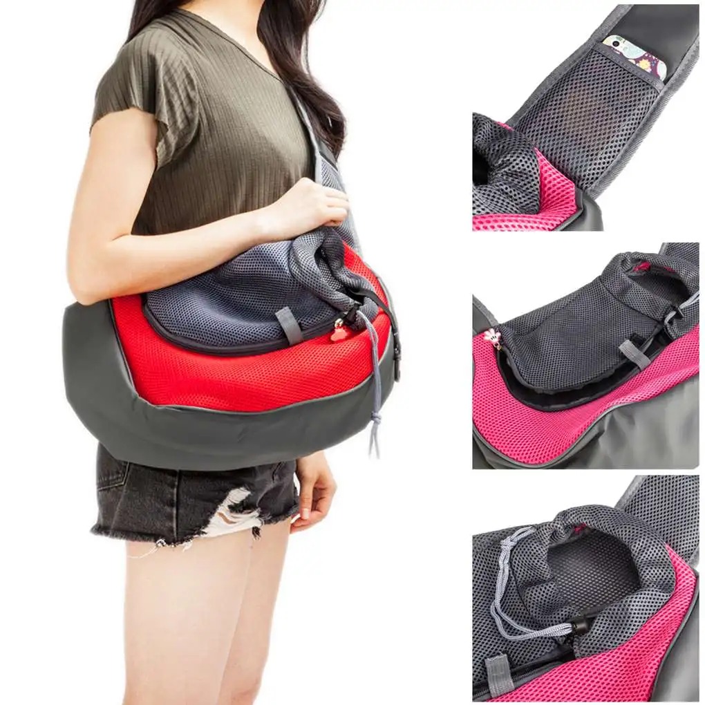 

Pet Single Shoulder Bag Breathable Mesh Pet Sling Backpack Drawstring Pet Carrier for Travel