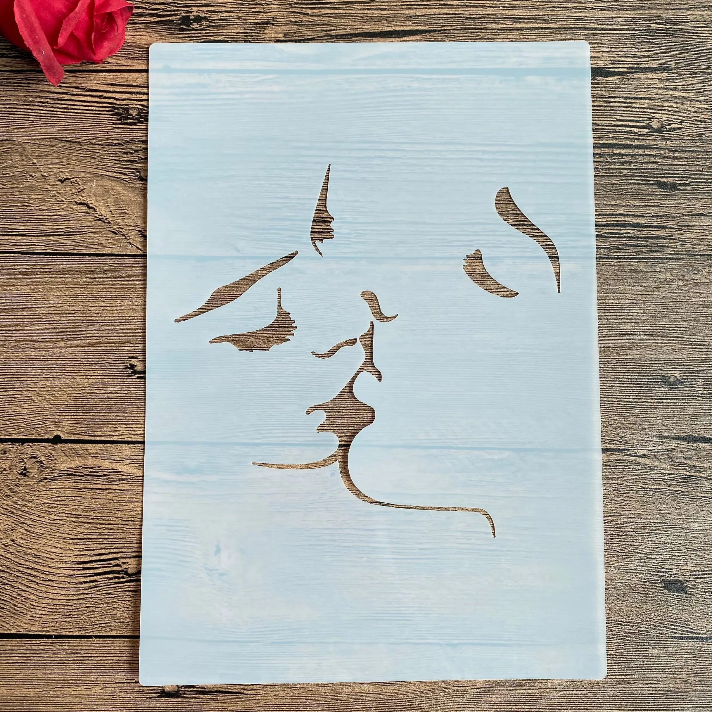 

A4 29 *21cm DIY Stencils wall Painting Scrapbook Coloring Embossing Album Decorative Paper Card Template wall kiss