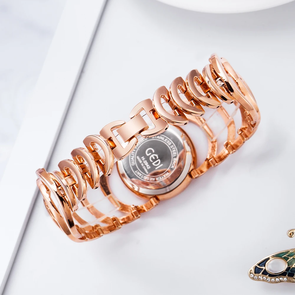 GEDI элегантные кварцевые часы для женщин роскошные часы-браслет с цепочкой