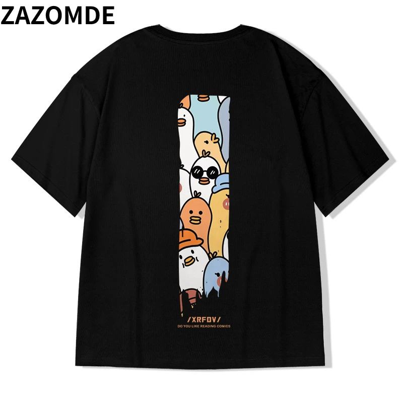 ZAZOMDE Summer Couple Oversized T-shirts Cute Anime Graphic Print T-shirts Summer Hip Hop Style Tee Tops Cottons Fashion Clothes