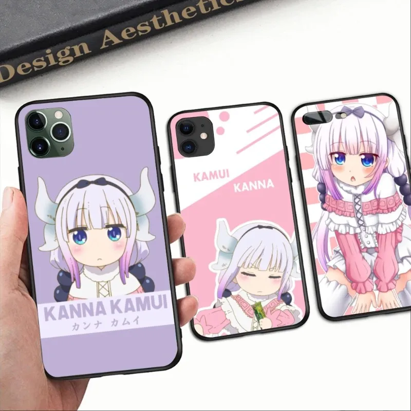 

Чехол для телефона с аниме Kanna Kamui для iPhone 14, 13, 12, 11, XS, X, 8, 7, 6 Plus, Mini Pro Max, SE, 2022, черный мягкий чехол для телефона