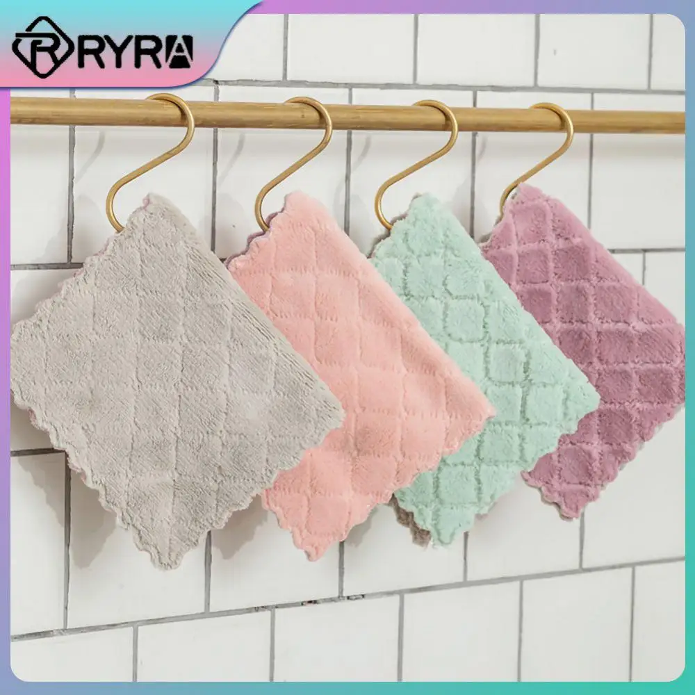 

Dish Cloth Microfiber Household Coral Velvet Rag Absorbent Non-stick Oil Fish Scale Cloth Kitchen Accessories Tools Dish Towel