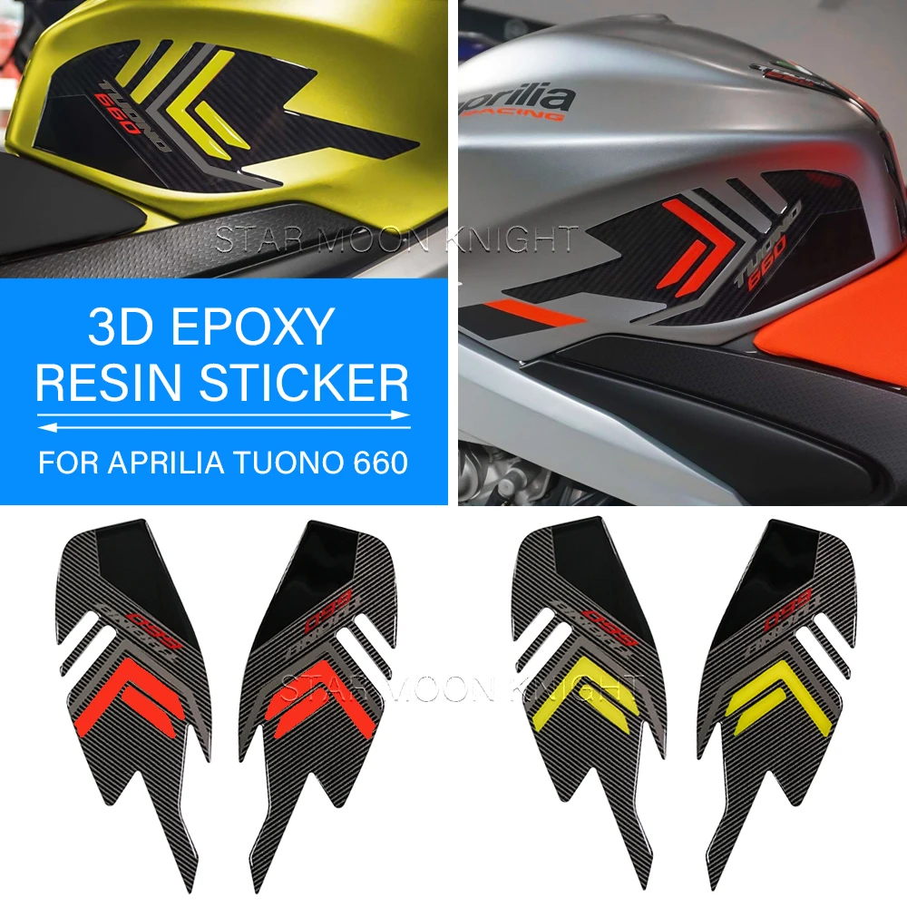 

For Aprilia Tuono 660 Tuono660 2022 - Side Fuel Tank Sticker 3D Epoxy Sticker Scratch Resistant Fuel Tank Pad knee pads Decal