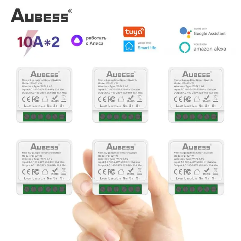 

Mini Tuya Smart 2 gang WIFI DIY Switch Module Support Two Way Switch APP Control Work With Alexa and Google Home Yandex Alice