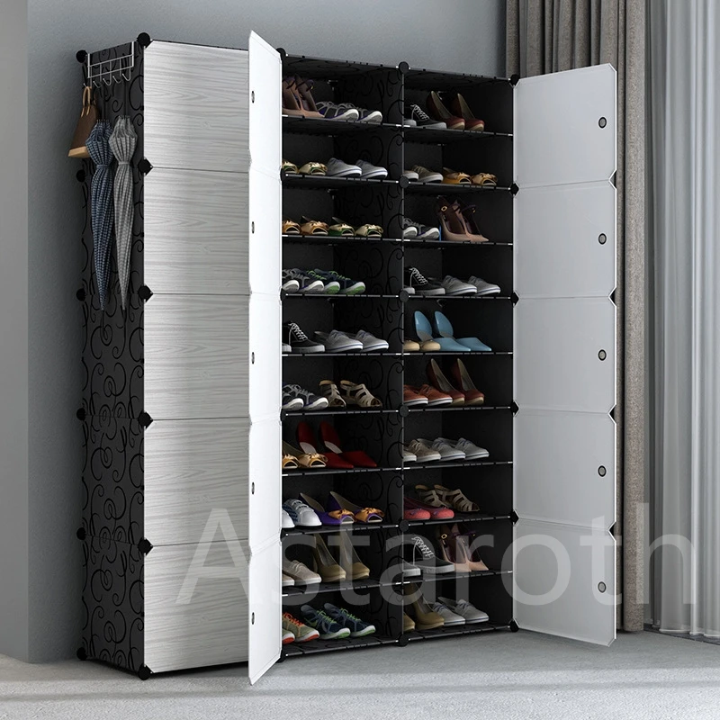 

DIY Modular Shoe Cabinet Plastic Cube Shoes Storage Rack Easy Installation Stackable Shoe Shelf Space-saving Shoe Rack Organizer