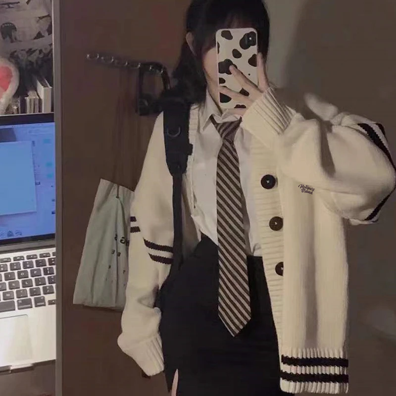 Кардиган модный свитер с длинным рукавом осенне-зимнее вязаное пальто милые топы