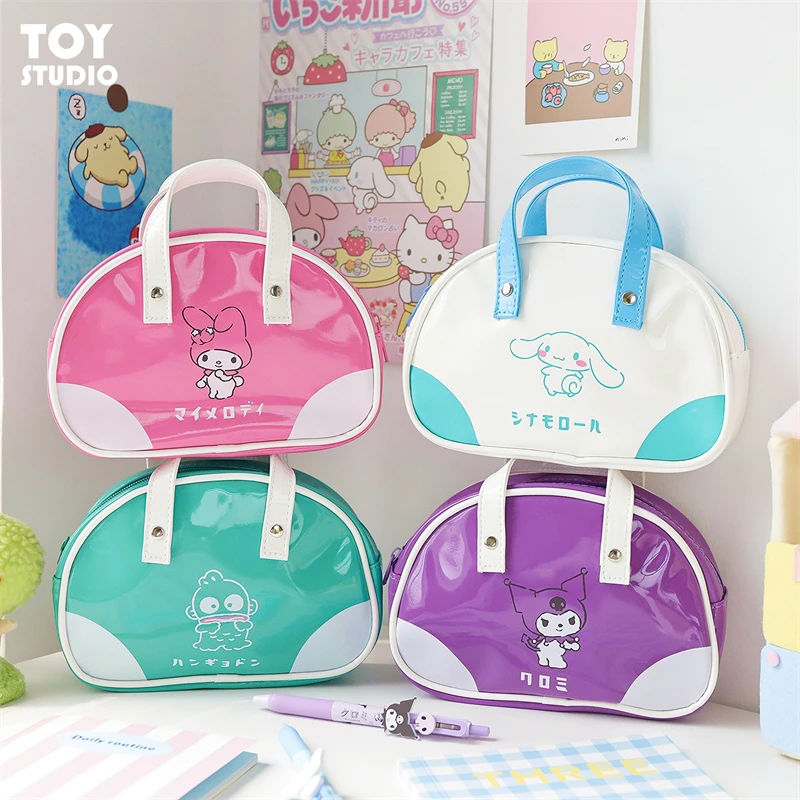 

Сумка из лакированной кожи для девочек, милый Повседневный школьный ранец в стиле кэжуал, сумка-тоут с мультяшным рисунком, Hangyodon Kuromi Mymelody