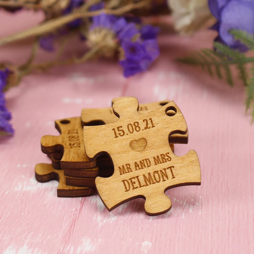 

Custom Wedding Favors - Wooden Puzzle Favors - Puzzle Piece Favors, Puzzle Decorations, Wedding Table decorations, of love