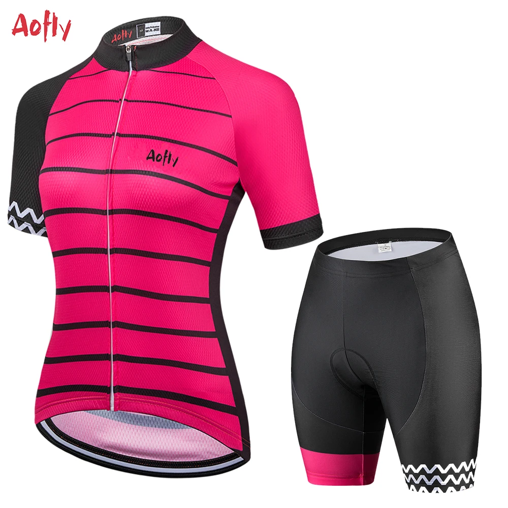 

Women‘s Fashion Pink Short Sleeve Cycling Jersey Bib Sets 2022Breathable Bicycle Shirt 2 Pieces 20D Gel Pad Bike Clothing Summer