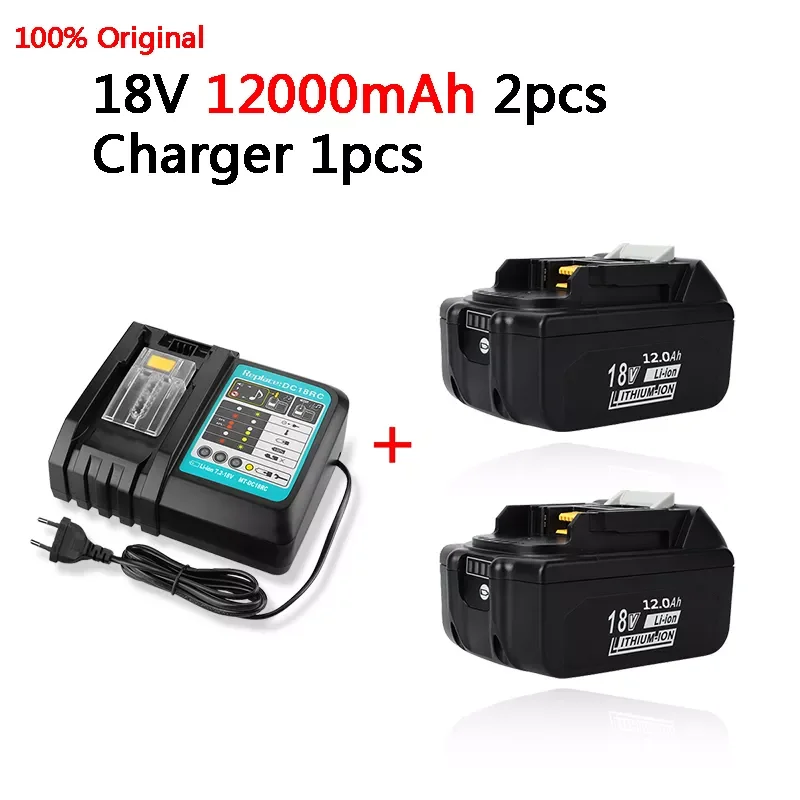 

For Makita 18V Battery 12000mAh Rechargeable Power Tools Battery with LED Li-ion Replacement LXT BL1860B BL1860 BL1850