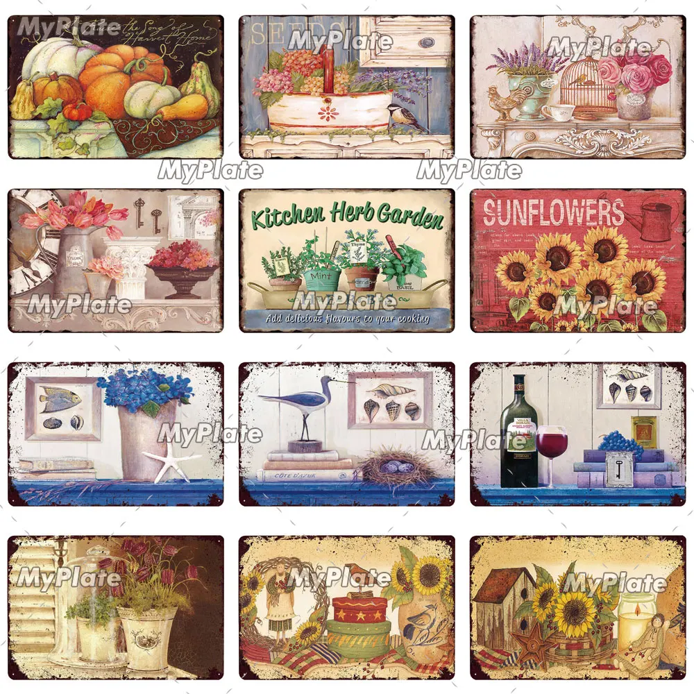 Металлический знак в виде цветка винтажный садовый декор газовый налет