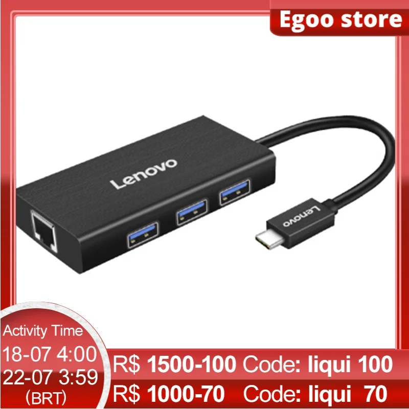 

Док-станция Lenovo типа c USB3.0, разветвитель с usb на кабель, преобразователь порта сетевой карты, удлинительная док-станция LP0802