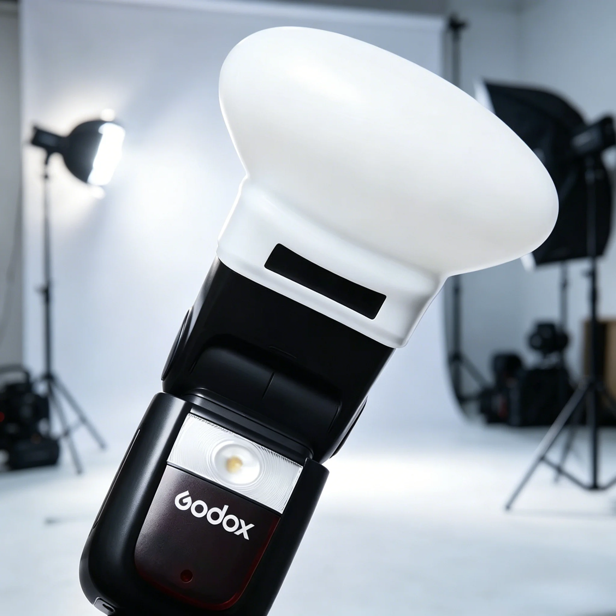 Фото Мягкий силиконовый рассеиватель света для вспышек, совместимый с Godox AD100Pro, AD200Pro II, V1Pro, Canon, Nikon, Sony №1