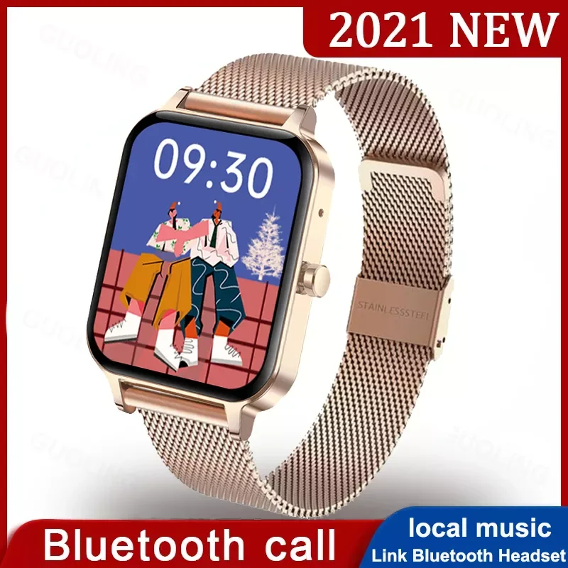

2021 Smart Watch Women Men Full Touch Screen Bluetooth Call Custom Dial MP3 Music Player Smartwatch Link TWS Bluetooth Headset