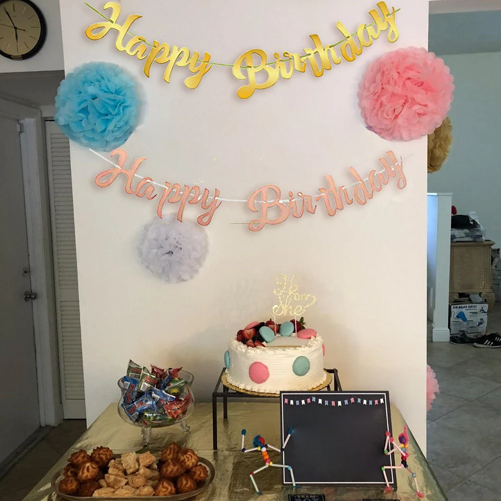 

5m Happy Birthday Banner Bunting Paper Birthday Wedding Party Hanging Garland Banner Home Birthday Sign Baby Shower Decoration