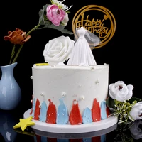 jy02 3pcs white wedding hanger dress up table baking tanabata valentines day cake decoration mini ornaments 7 5cm wj03