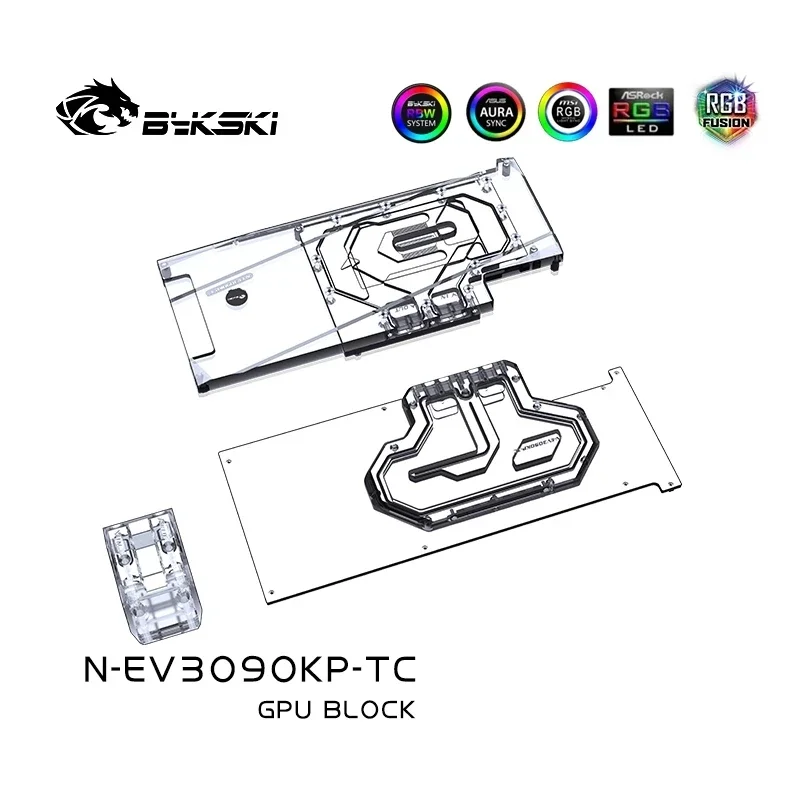 Фото Водяной блок Bykski для EVGA GeForce RTX 3090 Kingpin Hybrid GPU Card / Active Backplate №5