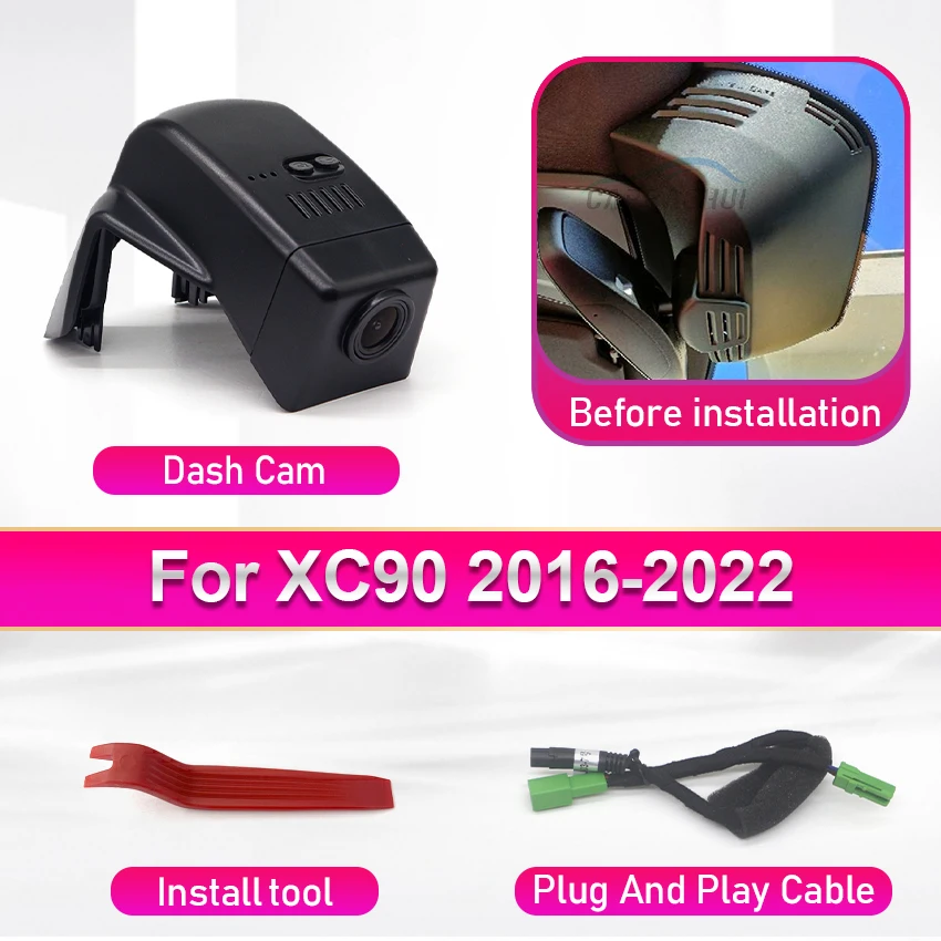

4K UHD Автомобильный видеорегистратор с Wi-Fi, видеорегистратор, простая установка, простая установка для Volvo V40 V60 V90 S60 S90 XC40 XC60 XC90 C40 Polestar 2